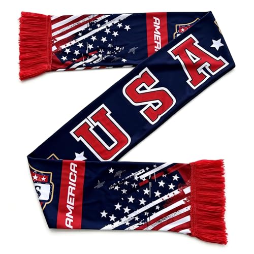 Gushijieju USA Soccer Fan Scarf America Team Supporter Scarf Double-Sided for 2026 World International Soccer Matches & Game Day