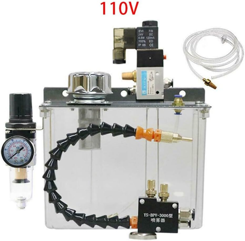 RichVibe 3L Machine Tool Coolant Sprayer PVC Metal Oil Mist Lubrication System Flexible Shaft CNC Cutting Water Diesel Multiple Voltage Stable Performance(110V)
