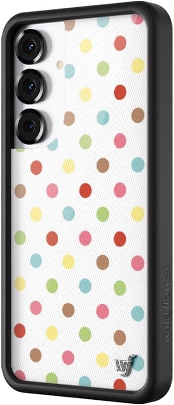 Wildflower Cases - Compatible with Samsung Galaxy S25 Plus | Protective Black Bumper, 6.5ft Drop Test Certified, Women Owned Small Business | Aesthetic Rainbow | Polka Dot - Confetti
