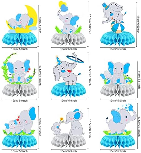 Baby Shower Decorations Boy Blue Elephant Honeycomb Centerpieces It's A Baby Boy 3D Table Decorations Blue Elephant Theme Baby Shower Birthday Party Supplies Baby Shower Favors Photo Booth Props