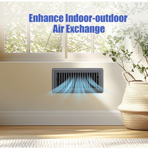 4x10 Floor Register, Floor Vent Covers for Home Floor, Sidewall, Heavy Duty Steel Walkable Floor Grates, Adjustable Air Vent Covers Rust Proof Finish, 4" x 10'' Floor Vent, 6 Pack, Gray — view 6