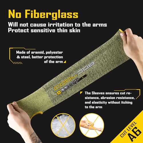 COOLJOB A6 Cut Resistant Sleeves for Garden Pruning Pet Handling, 18” Protective Arm Cover UPF50+ UV Sun Protection for Men Women, Thin Skin Approved Work Protector for Gardener Farmer, Small, 1 Pair - Thumbnail 4