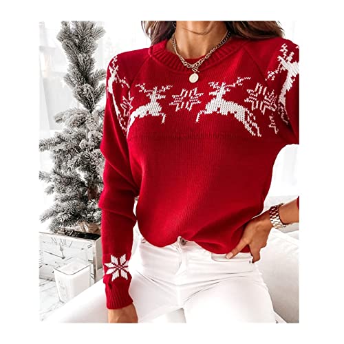 Pull pour Femmes Pull de Noël Jurly Tricoté Tricoté Pull Sumpers Femmes Jerseys Tirez sur Femme Tops Sleeve Pull Hivernal pour Femmes (Color : 03, Size : L) Cover