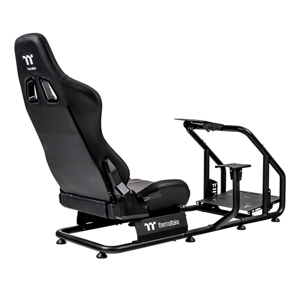 Thermaltake GR300 SIM Racing Cockpit – Racing Rig mit verstellbarem PVC-Rennsitz, Lenkrad-/Pedalhalterung, Shifter Mount – Schwarz (Black)