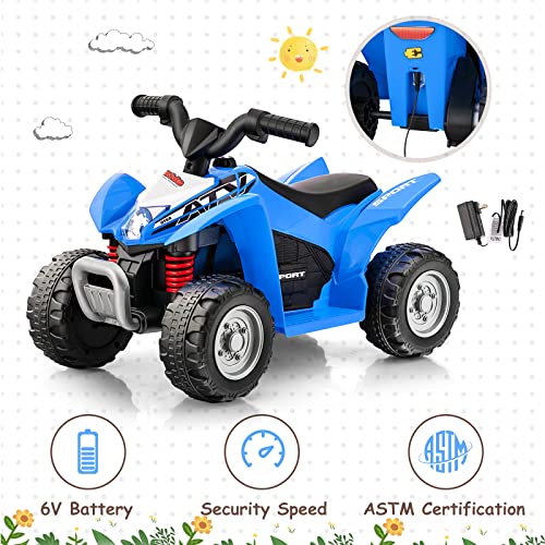 Olakids Kids Ride On Atv, 6V Electric Vehicle For Toddlers, 4 Wheeler Battery Powered Motorized Quad Toy Car For Boys Girls With Led Lights, Horn (Blue) #TOP5