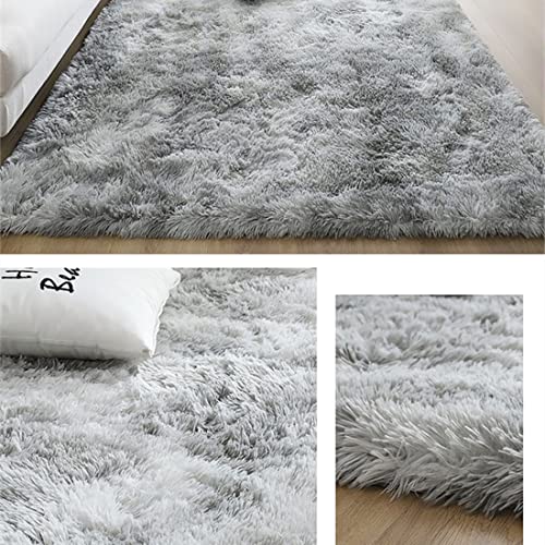 Hochflor Teppich NIULAA 120×160 cm in Grau und Weiß