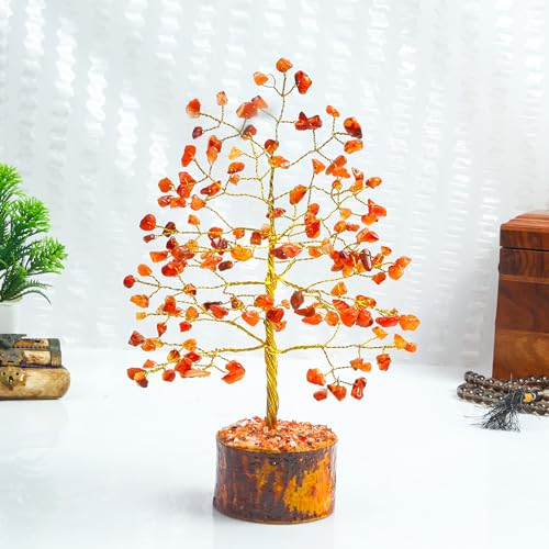 Image of ZAICUS Carnelian Stone Tree of Life Feng Shui Bonsai 7-8 Inch