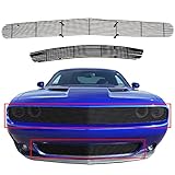 Black Grill Grille Compatible with 2015-2022 Dodge Challenger Phantom Aluminum Horizontal Billet Grille Insert Black Powder Coated 2pcs