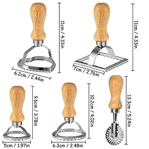 Foto von Ravioli Ausstecher Former Set, Teigtaschenrad Former + Geriffelter Kante Dumpling Maker Pasta Nudel Press Tortellini Ausstecher Eckig Form Ravioli Maker für Hausgemachte Ravioli Knödel Nudeln