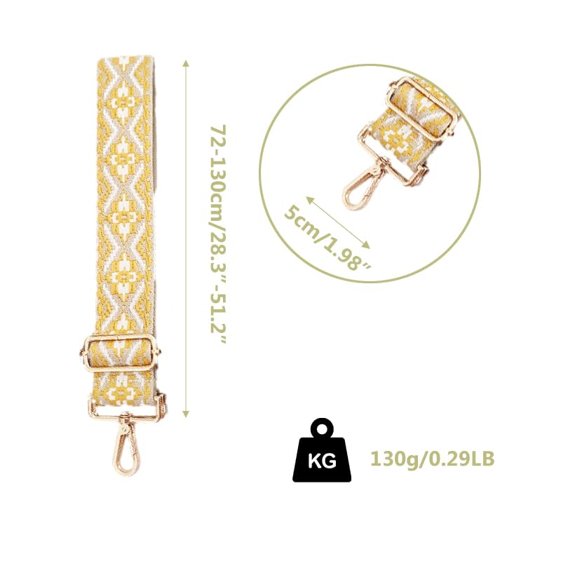 Image of Purse Strap Replacement Wide Adjustable Crossbody Shoulder Strap Guitar Straps for Handbags Flower Yellow