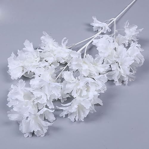 Miniatura 4 de Goodangie00 5 ramas de seda artificiales blancas de 33.5 pulgadas para decoración de primavera, hogar, boda, fiesta, kawaii, flor nacional de Japón,