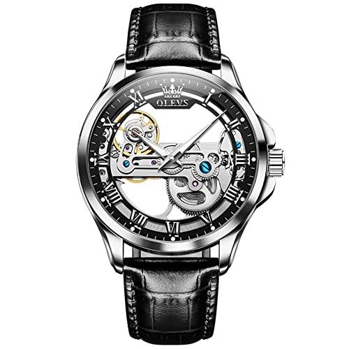 OLEVS Skeleton Montre mécanique Automatique pour Homme, en Cuir de Luxe étanche et Lumineuse,...