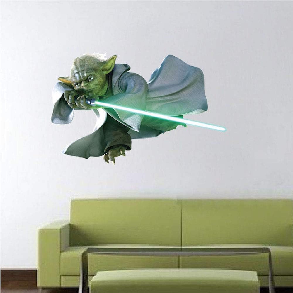 Yoda Home Decor - Yoda Jedi Mural for Kids Room Removable Dorm Decor Apartment Nursery Light Saber Stickers, n79