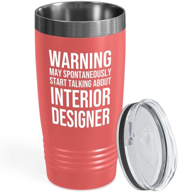 Interior Designer Coral Edition Ringneck Tumbler 20oz - Talking About Interior Designing - Interior Decorator Builder Arranger Organizer Home House Office Room Homestyler Artificer Aesthetician