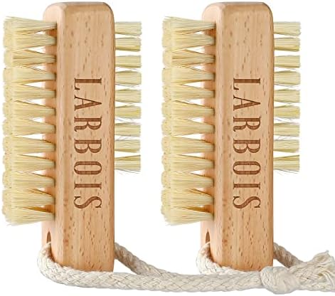 Nail Brush for Cleaning Fingernails, 2Pack Wooden Nail Brushes Fingernail Brush for Cleaning Nail Scrub Brush Two-Sided with Hanging Rope (Beechwood)