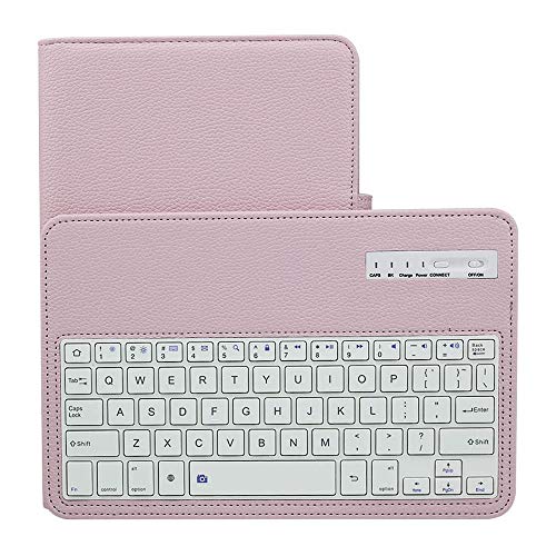 kuaijiexiaopu Funda con Teclado Desmontable for Tableta, de Piel sintética a Prueba de Golpes, con Tapa y Soporte, Compatible con Samsung Galaxy Tab E T560 T561 de 9,6 Pulgadas(Rosado)