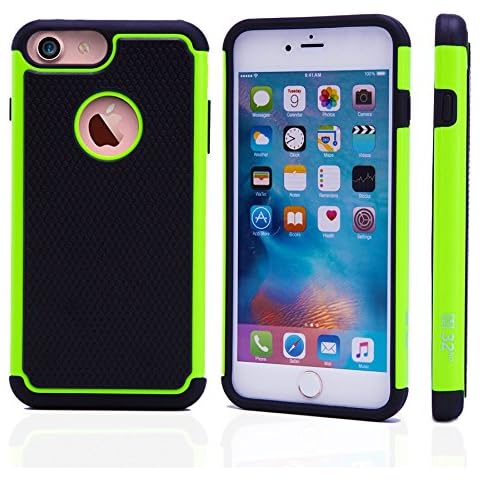 32nd ShockProof Series - Dual-Layer Shock and Kids Proof Case Cover for Apple iPhone 7, 8, SE (2020) & SE (2022), Heavy Duty Defender Style Case - Green Cover