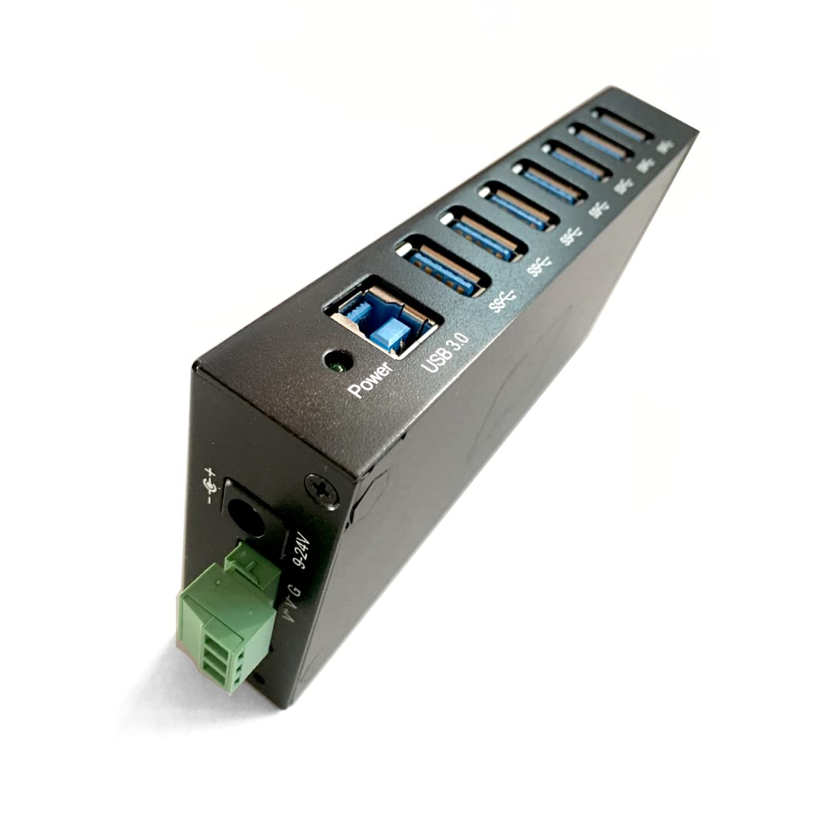 COMMFRONT Industrial USB 3.0 7-Port Hub; Supports Data Rates up to 5Gbps; Deivers up to 900mA Downstream Power on Each Port; 15kV ESD and 600W Surge Protection; Plug-and-Play; No Drivers Needed