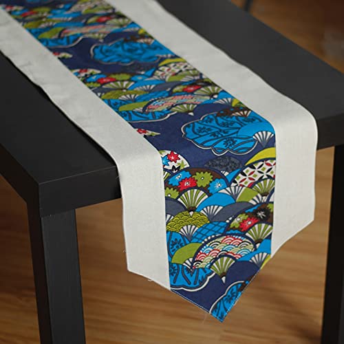 Chemin de table bleu en coton et lin de qualité supérieure pour décoration de ferme moderne