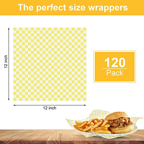 120 Sheets Variety Pack Checkered Dry Waxed Deli Paper Sheets 12x12 inch Paper Sandwich Paper Liners, Food Basket Liners Wax Paper Deli Wrap Wax Paper Sheets for Wrapping Bread and Sandwiches