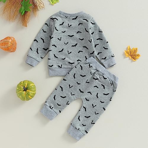 YINGISFITM Baby Girl Boy Halloween Outfit Halloween Pumpkin Shirt Spook Sweatshirt Top Pants Set Toddler Fall Winter Clothes4