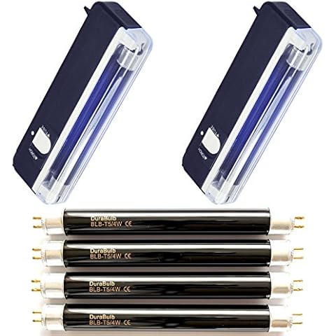 2 x Portable UV Money Checkers + 4 Spare DuraBulb® Bulbs - Detects Forged Bank Notes Cover