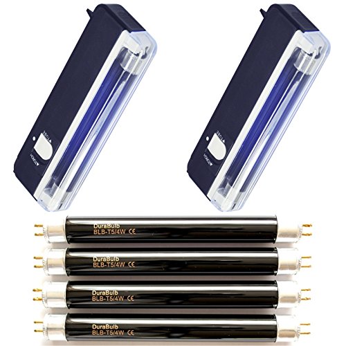2 x Portable Uv dinero Checkers + 4 para DuraBulb® Bombillas forjado  detecta billetes