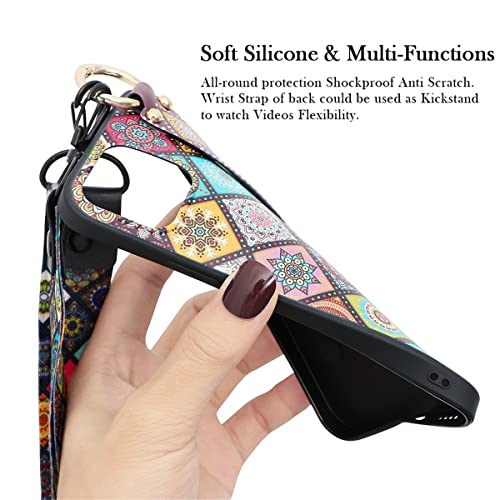 Yoedge Capa de alça de mão para Apple iPhone 14 Pro 6,1 polegadas com cordão e suporte, pulseira de