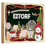 Tauchen Sie ein in die zauberhafte Weihnachtswelt von Eitorf. Dieses nostalgische Holzschild fängt die Magie der Festtage ein, mit einem charmanten Schneemann und einem festlichen Riesenrad. Perfekt für Ihr Zuhause oder als Geschenk, bringt es den Geist der Weihnacht in jeden Raum. Ein Hauch von Nostalgie und Freude, der die Herzen erwärmt und Erinnerungen an vergangene Winterfeste weckt.