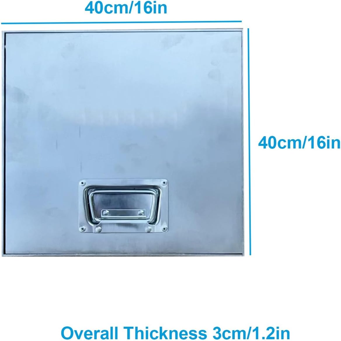 Septic Tank Cover and Frame, Square Embedded Manhole Cover with Base, 304 Stainless Steel Material, for Driveway, Concrete, Yard(40x40cm/16x16in)