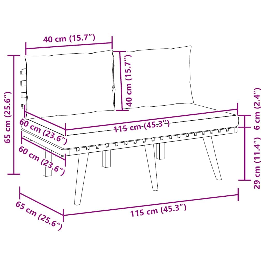 Repose pied de jardin avec coussin 60x60x29 cm Bois d acacia