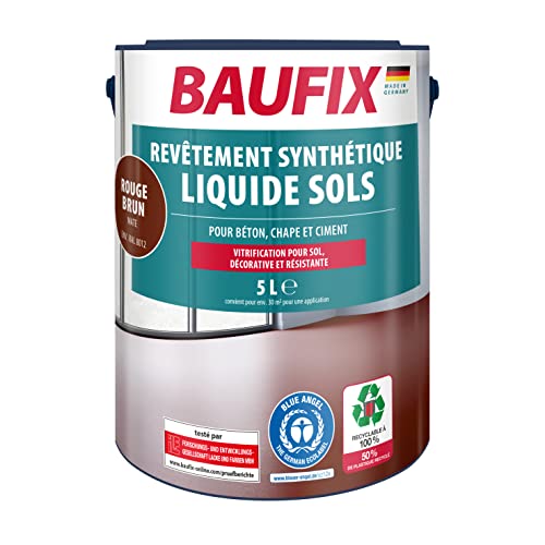 Baufix Revêtement synthétique liquide Sols rouge brun, mate, 5 litres, Peinture sol & béton, Peinture respirante pour intérieur et extérieur, pour béton/chape/ciment
