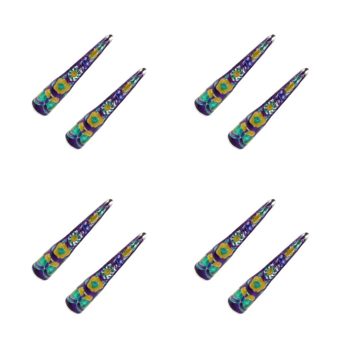 Healeved 8 Pezzi Set Unghie Finte Staccabili Stile Palazzo Antico Protezioni per Dita in Lega Blu per Cosplay e Danza, Accessori Unghie Decorativi Eleganti