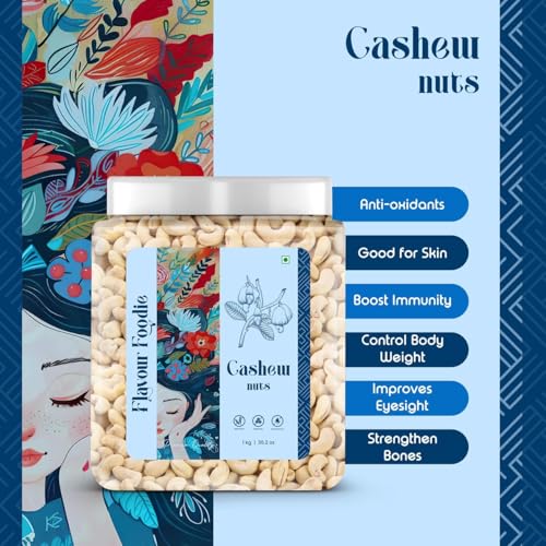 Image of Flavour Foodie Premium Cashew Nuts 1KG | Kaju Nut Dry Fuits | Natural & Crunchy Premium Whole Cashews | Gluten-Free Healthy Snack | Nutritious & Delicious Gift