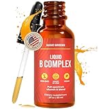 BASIC GREENS Vitamin B Complex Liquid Drops - Strength Sublingual Formula, Maximizes Absorption & Boosts Energy - B1, B2, B3, B5, B6, B7, B9, B12 - Natural Vegan Supplement for Immunity (B Complex)
