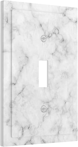 Miniatura 2 de Cubierta de interruptor de luz de palanca individual de mármol blanco y gris, placa frontal de plástico de 1 pandilla para decoración del hogar, 5 x
