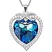 Blue Heart Cz Infinity Necklace- Silver Necklace Blue Heart Infinity Necklace Blue Crystal Gifts for Women and Girls