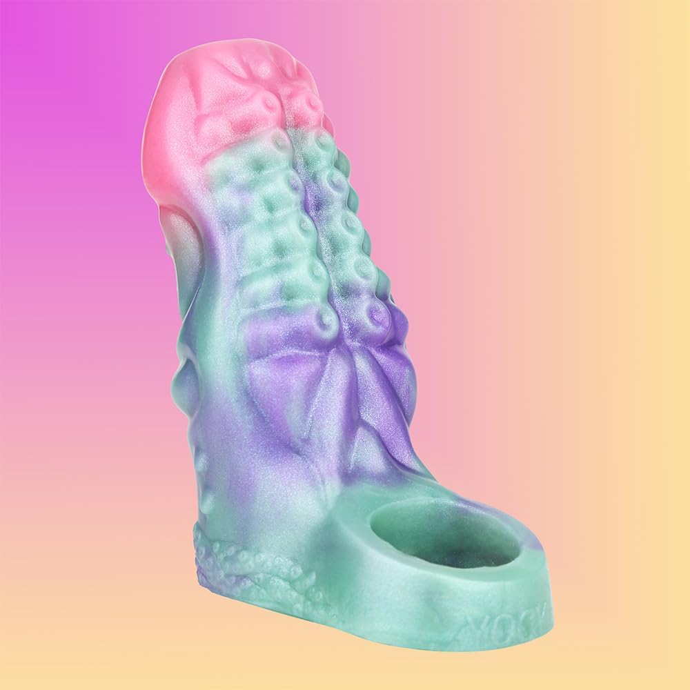 Octopus Tentacle Fantasy Penis Sleeve Enlarger with Cock Ring, Reusable Dildo Sheath Cover Extender Adult Sex Toy for Men Couples (L)