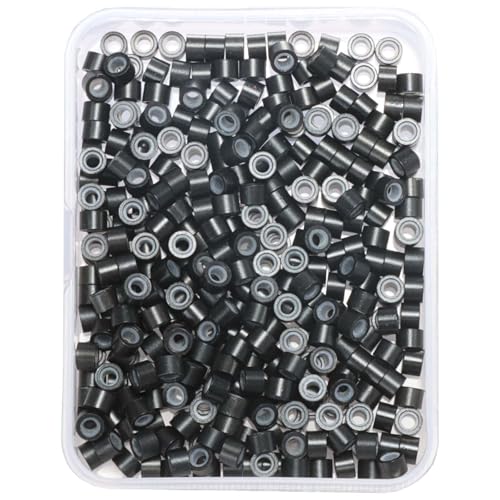 GOTDYA 300pcs 4mm Hair Extension Beads Silicone Lined,Black