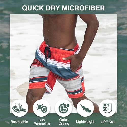 Image of Kanu Surf Men's Big Viper Extended Size Stripe Swim Trunk