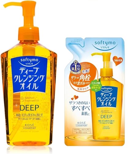 Huile démaquillante Kose Softymo Deep nettoyante visage japonaise avec recharge écologique
