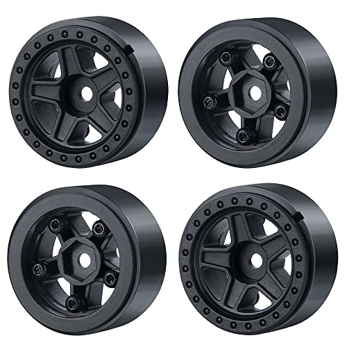 Roues SCX24 jantes micro beadlock 1.0 noires pour voiture RC Axial 1/24