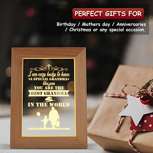 Funnli Christmas Gifts For Grandma, Engraved Night Light Grandma Birthday Gifts, Night Lamp With Wooden Frame Gifts For Grandma, Mothers Day Anniversary Birthday Gifts For Grandma From Grandchildren #TOP5
