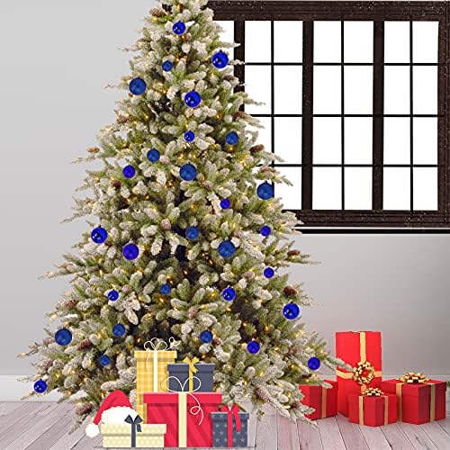 Emopeak 24Pcs Christmas Balls Ornaments for Xmas Christmas Tree - Shatterproof Christmas Tree Decorations Large Hanging Ball for Holiday Wedding Party Decoration (Navy Blue, 1.2"-3.1CM)