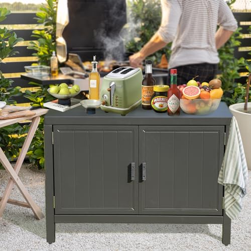 Domi Outdoor Kitchen Island with Storage, Aluminum Kitchen Storage Island
