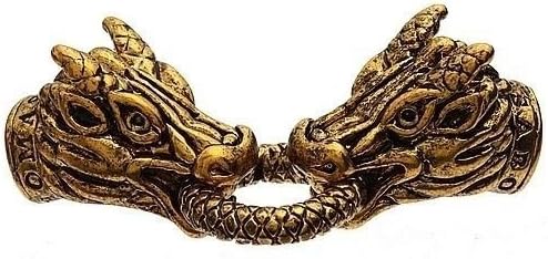 10set Antique Gold Dragon Head Lock Clasp + End Cap with Inner Hole 6mm Jc15