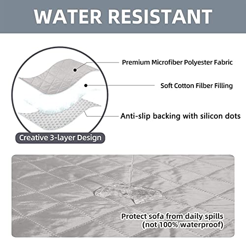 Hdcaxkj Loveseat Recliner Cover 4-Pieces Anti Slip Double Recliner Sofa Covers 2 Seat Water Repellent Reclining Love-Seat Slipcover Quilted Couch Cover Pet Dog Furniture Protector (2 Seat, Light Gray) #TOP4