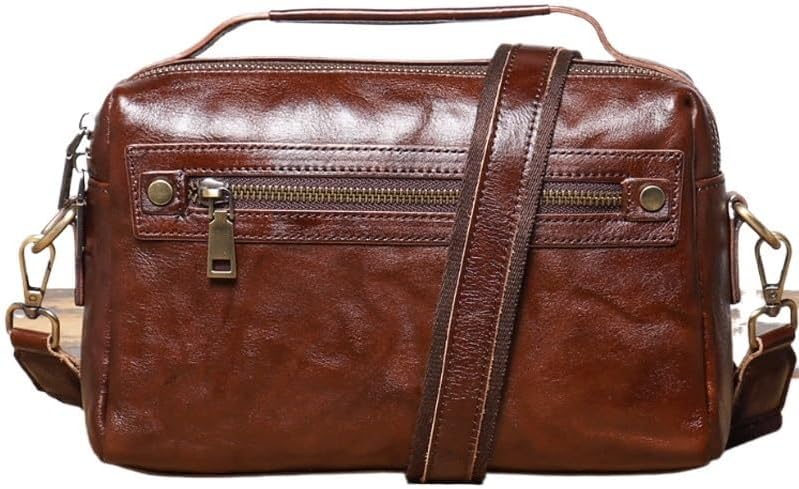 Retro Men's Bag Single Shoulder Top Layer Cowhide Crossbody Multi Functional