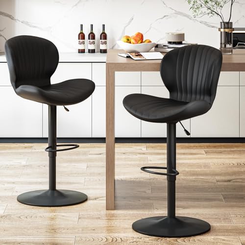 Image of Waleaf Swivel Bar Stools Set of 2, Counter Height Barstools with Backrest