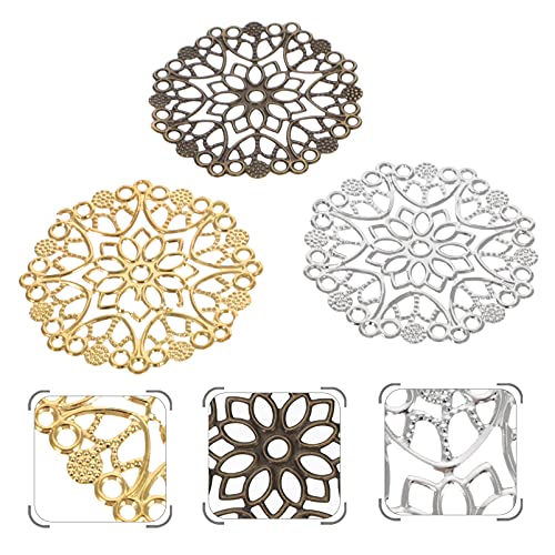 WINOMO Encantos Conector Flor Oco Flor Filigrana Encantos Jewelry Making Acessórios Apreciação Jóias